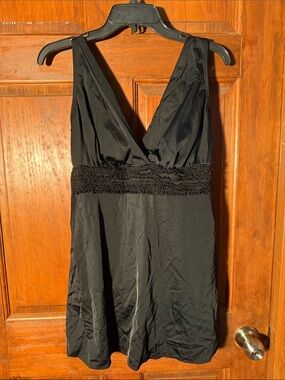 Black V-Neck Swim Dress